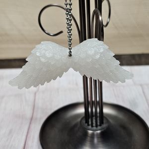 Rearview Mirror Wing Charms. White. Custom Made